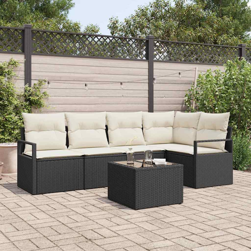 Garten-Sofa-Set mit Kissen mit Speicher 6 pcs Braun und Creme